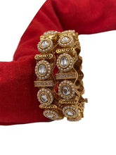 Gold Plated Antique Kundan Kada Bangles Set